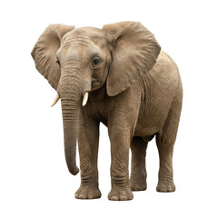 Obraz premium African Elephant Standing Isolated on White Background