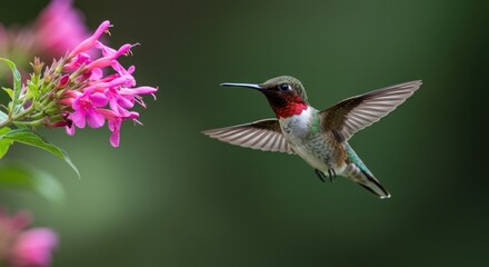  Vibrant Hummingbird Captured in Dynamic Mid-Flight Hovering with Iridescent Feathers