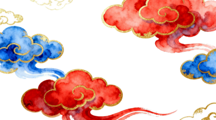 Traditional Chinese Style Clouds with Golden Accents
