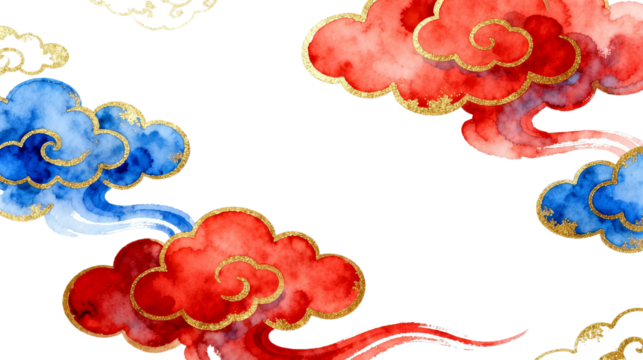 Traditional Chinese Style Clouds with Golden Accents - Powered by Adobe