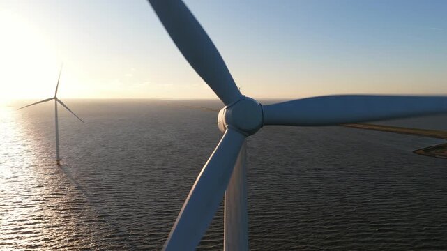 Offshore Wind Turbines Afsluitdijk Golden Hour