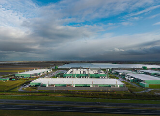 Data center exterior on cloudy day in Middelmeer The Netherlands