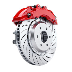 Car Disc Brake with Red Calipers
