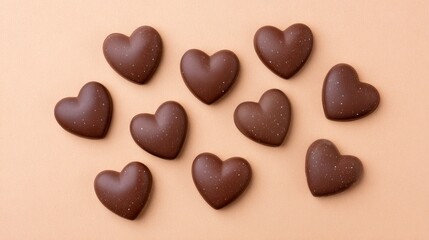 Fototapeta premium Delicious heart-shaped chocolate treats sweet indulgence food photography minimalist background close-up perspective