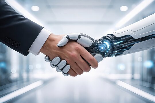 Collaborative Synergy Between Human and Machine in a Digital Landscape Expressing Innovation and Progress captured with clarity