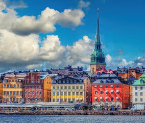 Stockholm cityscape with historic buildings and waterfront