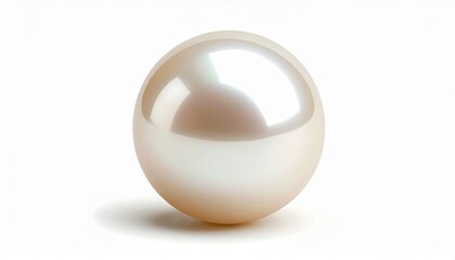 "Single lustrous pearl with creamy iridescence and spherical shape on plain white background"