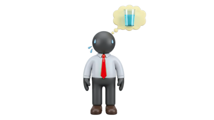 Thirsty businessman thinking about water