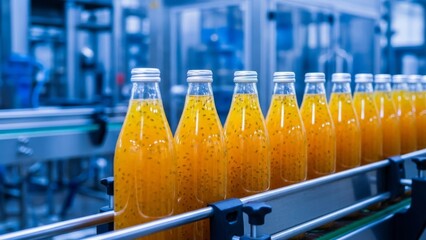 Tomato sauce filling station in food processing plant