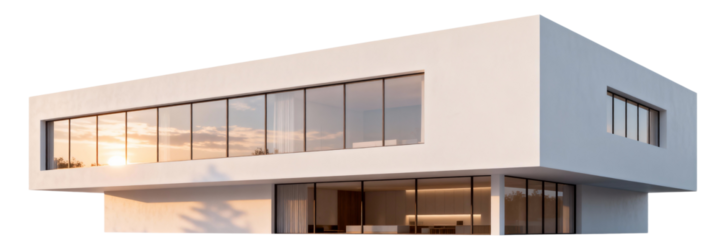 Modern Minimalist White Villa with Large Windows