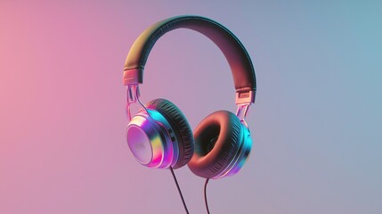 Colorful headphones displayed in creative lighting setup