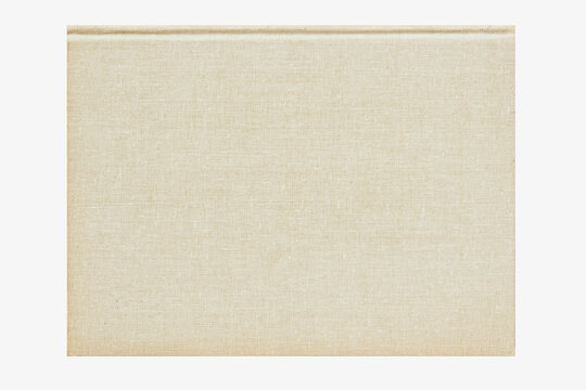 Square beige fabric book cover with subtle texture and clean edges, isolated on white. Natural background for book mockup, stationery design, product presentation. Copy space