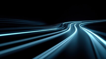 Futuristic Flow of Light Trails on a Dark Background at Night