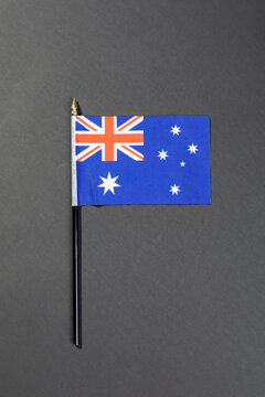 Directly above shot of australia flag isolated on gray background with copy space
