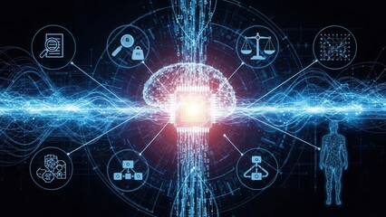 Artificial Intelligence Neural Network Brain Digital Technology Visualization.