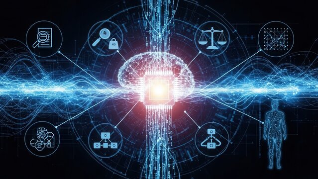 Artificial Intelligence Neural Network Brain Digital Technology Visualization. - Powered by Adobe