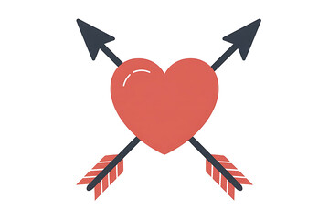 Red heart pierced by crossed arrows