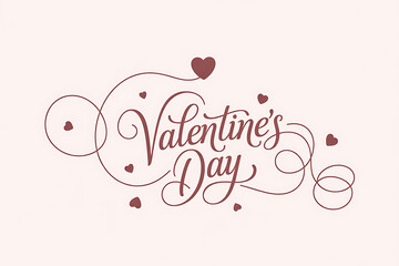 Valentines Day elegant red hearts and swirls