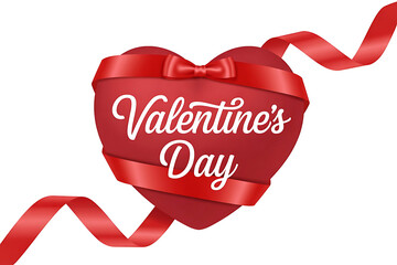Valentines day heart with red ribbon