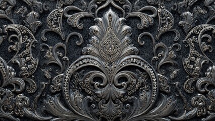 Elegant Silver Floral Damask Pattern