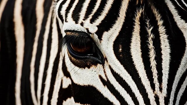 Closeup of zebra eye and stripes