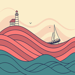 Layered geometric waves background, flowing curved stripes, vibrant color gradients