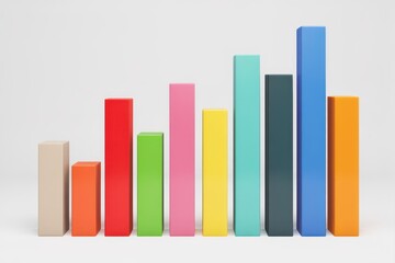 Colorful 3 D Bar Chart with Rising Trend graph