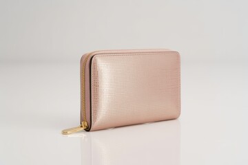 Rose gold textured zipper wallet with gold hardware pink