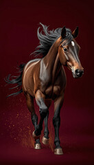 Beautiful Horse in red background