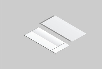 DL envelope mockup with blank paper mockup on neutral background, clean stationery composition for corporate branding, business correspondence, mailing design, invitation layout, print presentation	