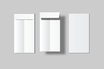 DL envelope mockup with blank paper mockup on neutral background, clean stationery composition for corporate branding, business correspondence, mailing design, invitation layout, print presentation	