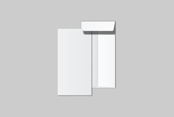 DL envelope mockup with blank paper mockup on neutral background, clean stationery composition for corporate branding, business correspondence, mailing design, invitation layout, print presentation	