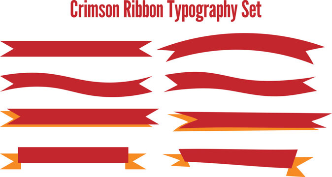 Crimson Red Ribbon Banners Graphic Design Elements Set