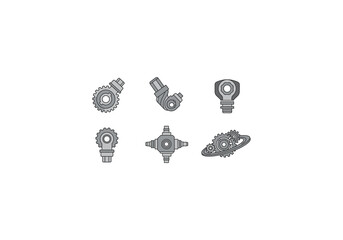 Fototapeta premium Vector Ilustration Concept Mechanical Components and Gears Illustration Set.