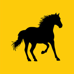 horse pose icon vector design monocolor on yellow background