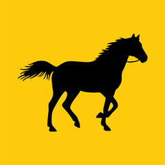 horse pose icon vector design monocolor on yellow background
