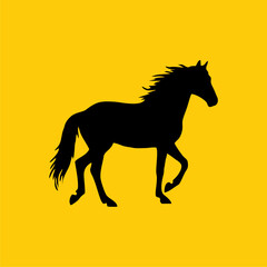 horse pose icon vector design monocolor on yellow background