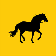 horse pose icon vector design monocolor on yellow background