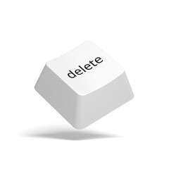 White delete key. Button. 3d illustration.
