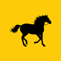 horse pose icon vector design monocolor on yellow background