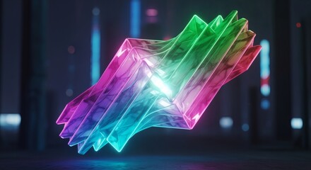 Holographic marble gradient mesh is distorted into warped diagonal folds. Futuristic surreal concept