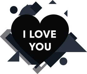 Modern graphic design with heart and romantic message