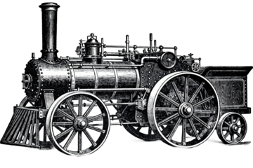 Vintage Steam Locomotive Engine Illustration