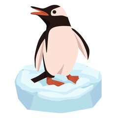 Cute cartoon penguin looking at somewhere vector illustration