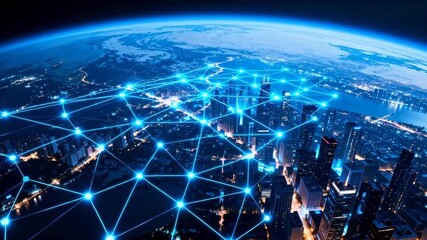 Night cityscape with network connections - Powered by Adobe