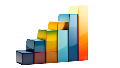 A 3D rendered graph is presented on a black background. The colorful bars ascend, showcasing progress, growth, and development