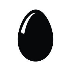 Simple black egg with white highlight on a plain white background
