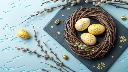 easter eggs in a basket