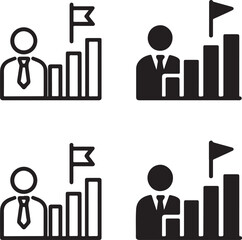 Isolated business success scene icon, business growth success concept, corporate business achievement silhouette, minimal business strategy illustration, startup success branding vector ICON