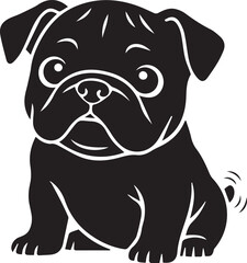 Pug Silhouettes | Cute Puppy Dog Icons, Flat Pet Graphics & Minimalist Companion Animal Collection